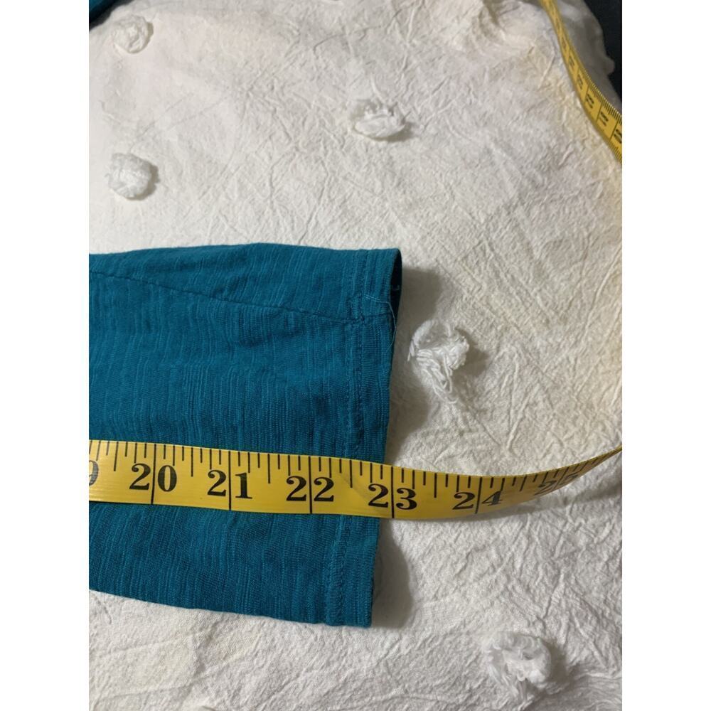 J Jill Tunic Top XlL 100% Cotton Teal Blue Long sleeve Button Front Coastal - Picture 5 of 9